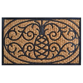 HomeRoots 18" X 30" Brown and Black Rubber Pineapple Outdoor Door Mat