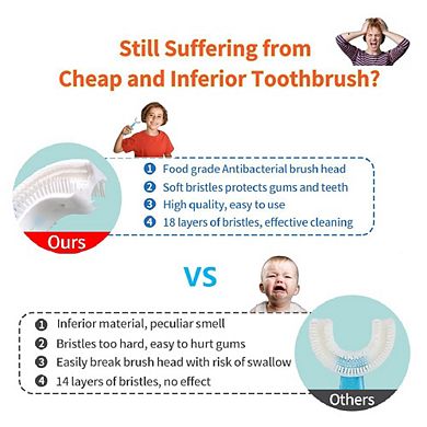 U-Shaped Kids Manual Toothbrush Food-Grade Silicone Age6-12