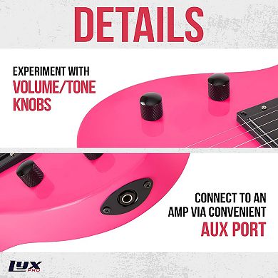 LyxPro Left Handed 30” Beginner Electric Guitar Kit with 3/4 Size, Amp, Six Strings and More