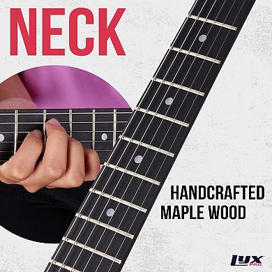 LyxPro Left Handed 30” Beginner Electric Guitar Kit with 3/4 Size, Amp, Six Strings and More