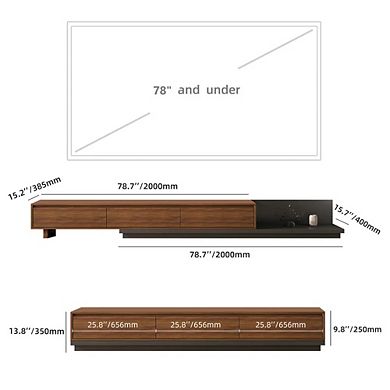 118 in. Modern TV Stand Extendable Media Console with 3 Drawers
