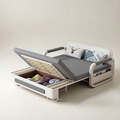Convertible Sofa Bed with Storage, Modern Gray Design for Living Room or Guest Room