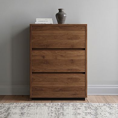 Modern 3 Drawer Dresser With Ample Storage For Bedroom, Living Room, Or Hallway Elegant Walnut Finis