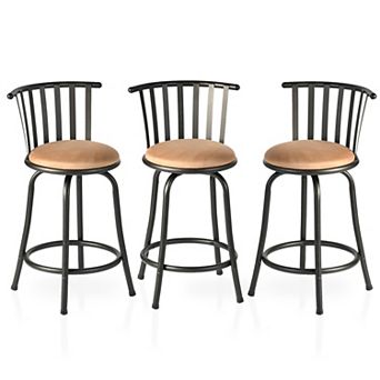 Homy Casa Bar Stools Set of 3 with Cushioned Seats, 24” / 29” Counter Height