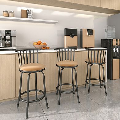 Homy Casa Bar Stools Set of 3 with Cushioned Seats, 24” / 29” Counter Height