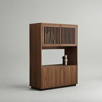 33.46 Inch Mid Century Modern Four-Door Sideboard, Versatile Storage Cabinet For Living Room, Dining