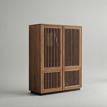 34.84 in Walnut-colored Sideboard With 4 Adjustable Shelves