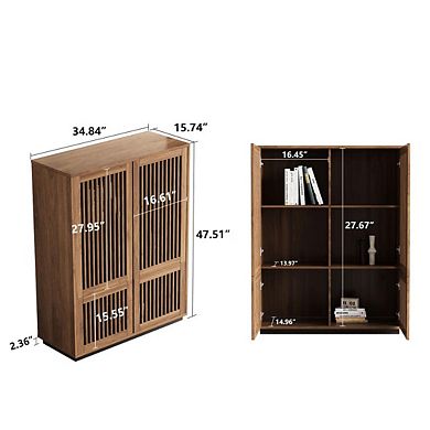 34.84in Walnut-colored Sideboard With 4 Adjustable Shelves