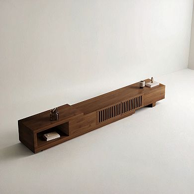 Modern TV Stand, Retractable TV Cabinet up to 103 Inches, 5 Storage Spaces, Fits Flat Screen TVs