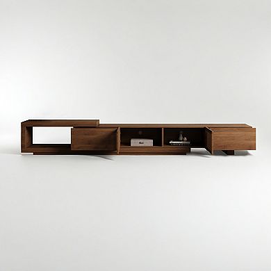 Modern TV Stand, Retractable TV Cabinet up to 103 Inches, 5 Storage Spaces, Fits Flat Screen TVs