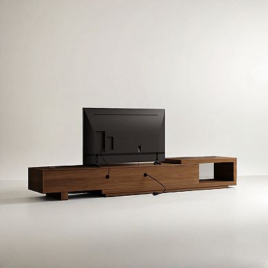 Modern TV Stand, Retractable TV Cabinet up to 103 Inches, 5 Storage Spaces, Fits Flat Screen TVs
