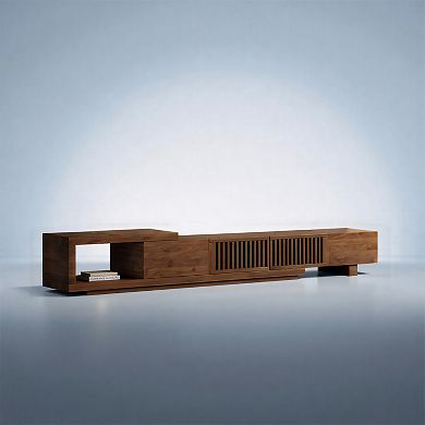 Modern TV Stand, Retractable TV Cabinet up to 103 Inches, 5 Storage Spaces, Fits Flat Screen TVs