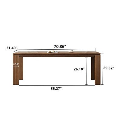 Mid Century Modern Solid Wood Dining Table For 4-6 People