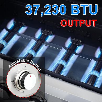 Zevemomo High-Power 4-Burner Propane Gas Grill with Foldable Side Tables and Spice Rack