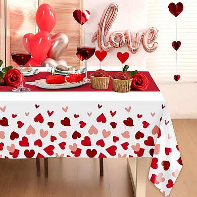 2-Pack Disposable Heart Tablecloths, 54"x108" for Valentine’s Day, Parties & Events