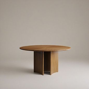 59.05"w Round Wooden Dining Table Modern Mid-century Style