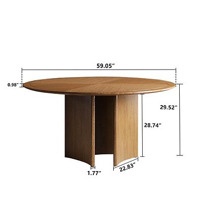 59.05"w Round Wooden Dining Table Modern Mid-century Style