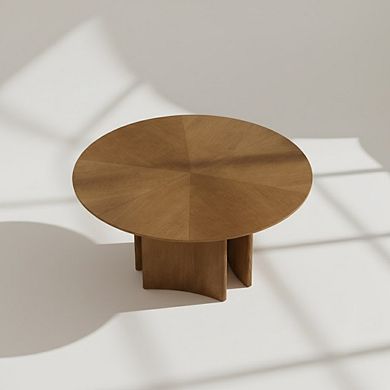 59.05"w Round Wooden Dining Table Modern Mid-century Style