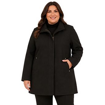 Plus Size Nine West Zip Front Coat