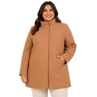 Plus Size Nine West Zip Front Coat