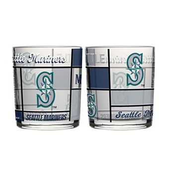 Logo Brands Seattle Mariners 12oz. Quilted Stained Two-Pack Rocks Glass Set