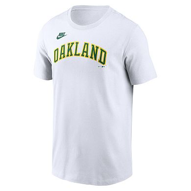 Men's Nike White Oakland Athletics Cooperstown Collection Wordmark T-Shirt