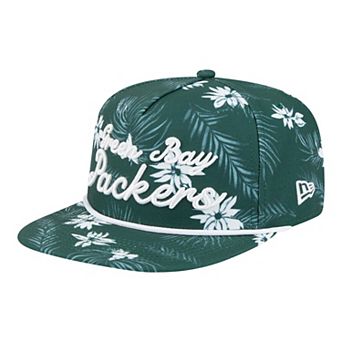 Men's New Era Green Green Bay Packers Palm Print A-Frame 9FIFTY Snapback Hat