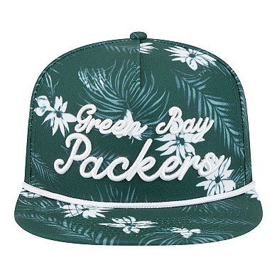 Men's New Era Green Green Bay Packers Palm Print A-Frame 9FIFTY Snapback Hat