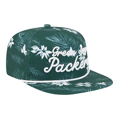Men's New Era Green Green Bay Packers Palm Print A-Frame 9FIFTY Snapback Hat