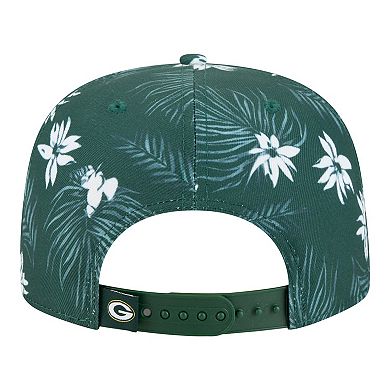 Men's New Era Green Green Bay Packers Palm Print A-Frame 9FIFTY Snapback Hat