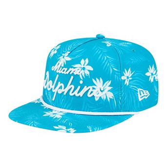 Men's New Era Aqua Miami Dolphins Palm Print A-Frame 9FIFTY Snapback Hat