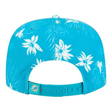 Men's New Era Aqua Miami Dolphins Palm Print A-Frame 9FIFTY Snapback Hat