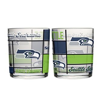 Logo Brands Seattle Seahawks 12oz. Quilted Stained Two-Pack Rocks Glass Set