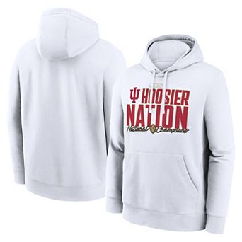 Men's White Indiana Hoosiers College Football Playoff 2025 National Champions Run Stopper Mantra Fleece Hoodie