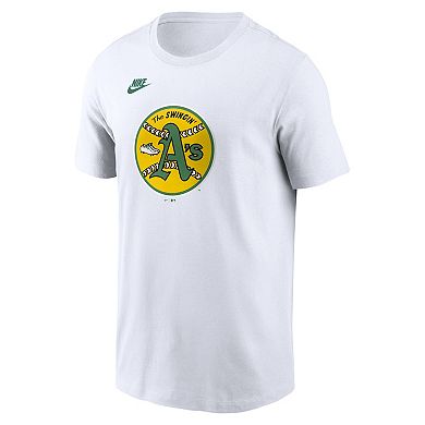 Men's Nike White Oakland Athletics Cooperstown Collection Logo T-Shirt