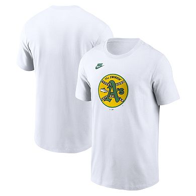 Men's Nike White Oakland Athletics Cooperstown Collection Logo T-Shirt
