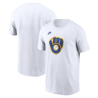 Men's Nike White Milwaukee Brewers Cooperstown Collection Logo T-Shirt
