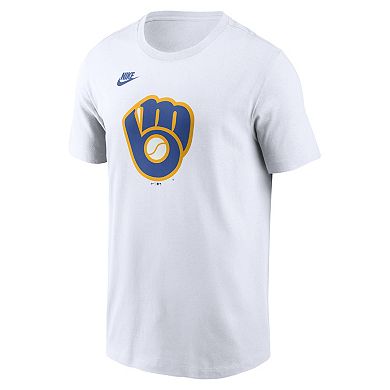 Men's Nike White Milwaukee Brewers Cooperstown Collection Logo T-Shirt
