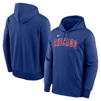 Men's Nike Royal Chicago Cubs Primary Wordmark Therma Hoodie