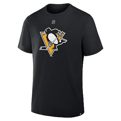 Men's Fanatics Stuart Skinner Black Pittsburgh Penguins Authentic Stack Name & Number T-Shirt