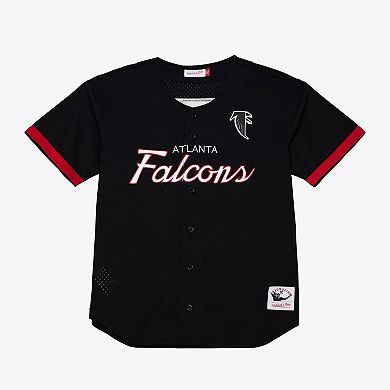 Men's Mitchell & Ness Black Atlanta Falcons Head Coach Mesh Full-Button Fashion Jersey
