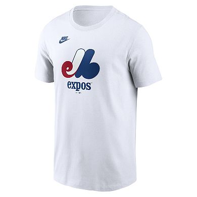 Men's Nike White Montreal Expos Cooperstown Collection Logo T-Shirt