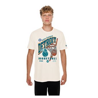 Men's New Era Cream Detroit Pistons Oversized City Edition Remix Vintage T-Shirt