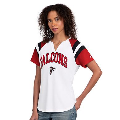 Women's Starter White Atlanta Falcons Game On Notch Neck T-Shirt