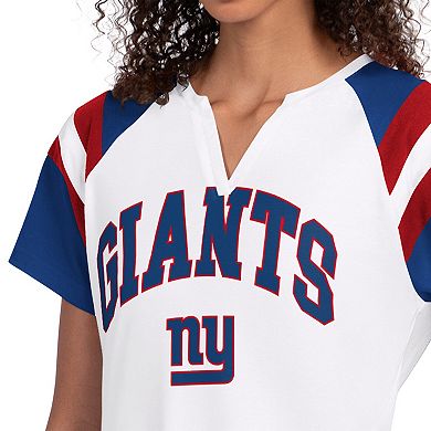 Women's Starter White New York Giants Game On Notch Neck T-Shirt