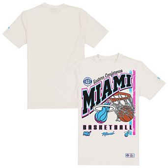 Men's New Era Cream Miami Heat Oversized City Edition Remix Vintage T-Shirt