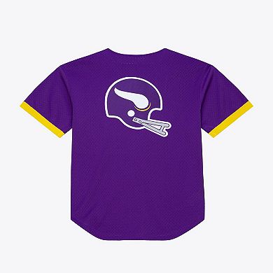 Men's Mitchell & Ness Purple Minnesota Vikings Head Coach Mesh Full-Button Fashion Jersey