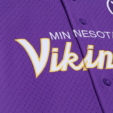 Men's Mitchell & Ness Purple Minnesota Vikings Head Coach Mesh Full-Button Fashion Jersey
