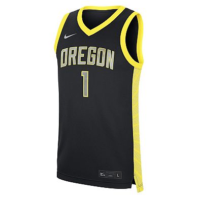 Men's Nike Black Oregon Ducks #1 Alternate Replica Basketball Jersey