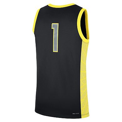 Men's Nike Black Oregon Ducks #1 Alternate Replica Basketball Jersey